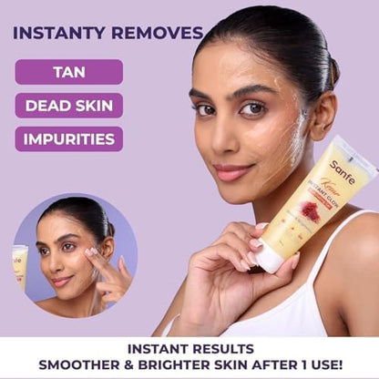 Before and after demonstration of the exfoliating gel rolling away dead skin cells on the hand