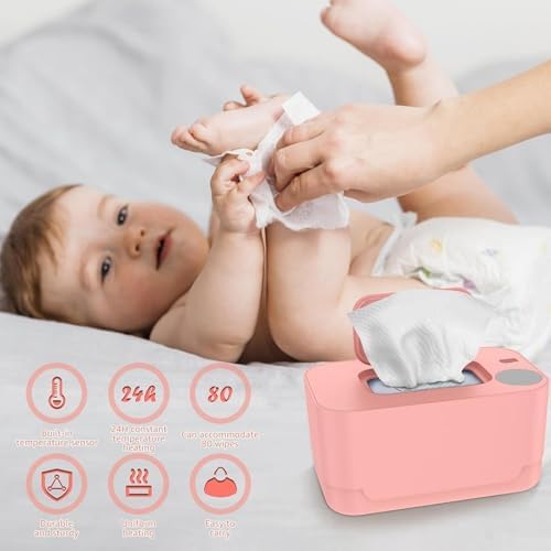 Side profile of portable baby wipe dispenser on nursery table
