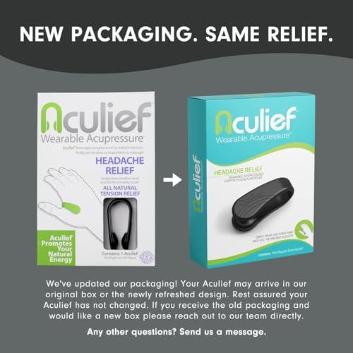 Black Aculief tension relief device applied to the LI4 pressure point