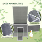 PawHut Duck Coop, Wooden Chicken House Rabbit Hutch with Openable Roof, Removable Floor, Double Doors, Ramp, Duck House for 3-6 Chickens, Geese, 30" x 38" x 30" - Image 4