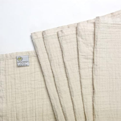 Six pack of OsoCozy organic muslin flat diapers in original packaging.