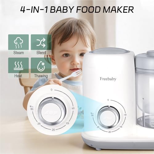 Freebaby multi-functional steamer and grinder showing the 400ml raised steam basket separately.