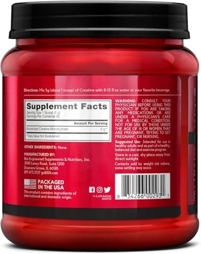 Authentic USA imported BSN Creatine jar on gym background