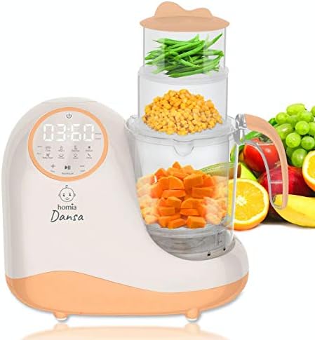 Homia 8 in 1 baby food processor with the Twenty Ounce Tritan stirring cup attached.