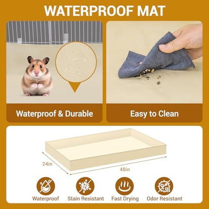 VISCOO 20 Panels Guinea Pig Cages, 48" x 24" x 16" DIY Small Animal Playpen with Transparent Top & Waterproof Mat, Enclosed Rabbit Cage for Bunny, Guinea Pigs, Hamsters, Metal Wire Yard Fence - Image 4