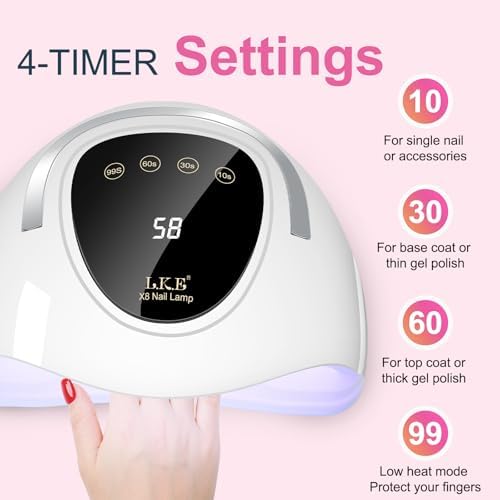 LKE professional gel nail light with hand entering to activate the smart automatic motion sensor.