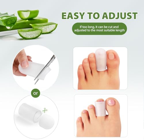 Comparison of large and small size silicone toe caps for different toes