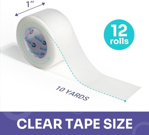 Hypoallergenic and latex free clear medical adhesive tape packaging.