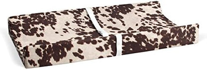 Sweet Potatoes brown cowhide pattern premium cotton baby bedding cover layout view.