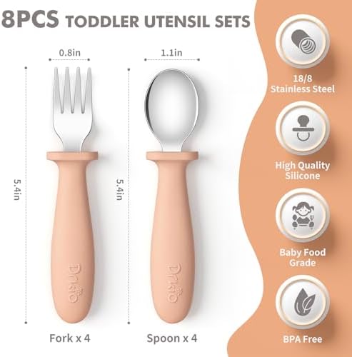 DRKIO kids silverware with silicone handles