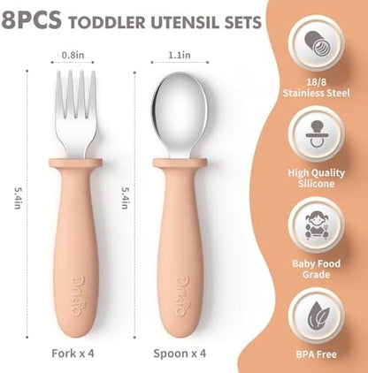DRKIO kids silverware with silicone handles