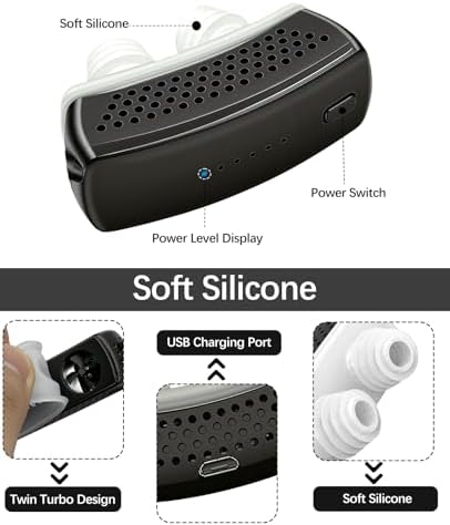 Close up of the skin-safe silicone nasal dilators on the charcoal black snore stopper.