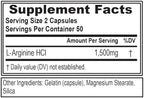 Evlution L-Arginine 100 capsules supplement facts label