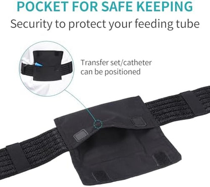 Rear view of the lightweight and discreet abdominal PEG tube holder for adults