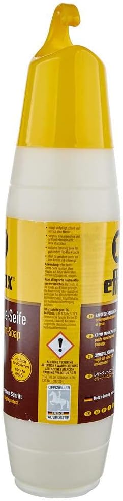 Effax Leather Cleaner and Conditioner applied on smooth equestrian saddle leather