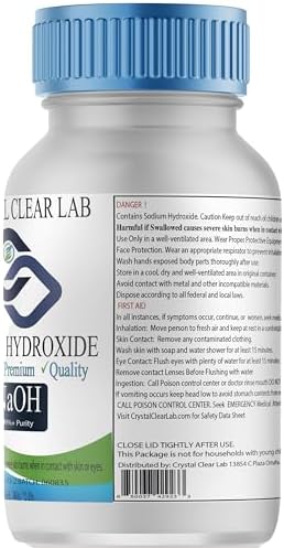 Pure 99 percent sodium hydroxide beads food grade lye for gourmet pretzel baking and olive curing.