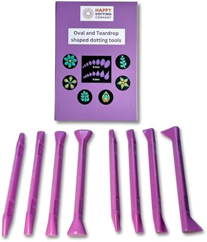 Close up of double ended oval and teardrop dotting tool tips