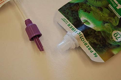 Bolink purple enfit gravity tube feeding set close up view