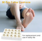 Aphrordity foot protection pads spread out to display the generous quantity included in the pack