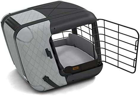 Premium Swiss engineered small dog crate in modern cool grey and black finish
