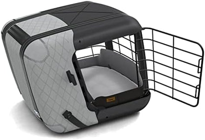 Premium Swiss engineered small dog crate in modern cool grey and black finish