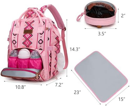 Side angle of the Wrangler Aztec backpack showing the mesh bottle pocket and canvas material.