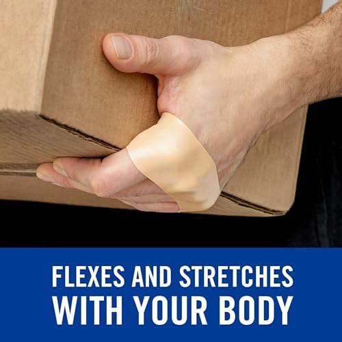 Nexcare Absolute Waterproof Tape demonstrating the flexible stretch design for fingers and wrists.