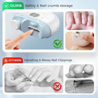 Top view of nail trimmer with LED light illuminated.