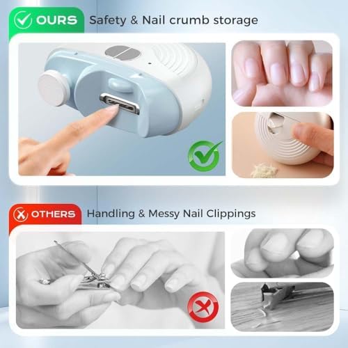 Top view of nail trimmer with LED light illuminated.