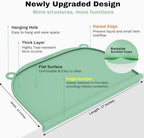 AUFORPET oversized toddler feeding mat laid flat on a dining table with plates and bowls.