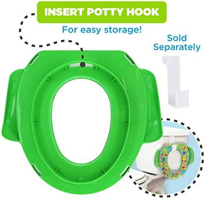 Underneath view of the universal fit polypropylene base for standard adult toilets