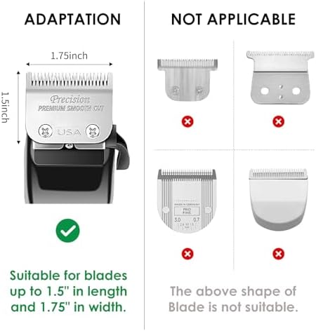 Side profile of three long hair trimmer guide combs highlighting the precise 1.25 inch 1.5 inch and 2 inch length measurements