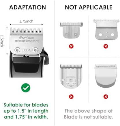 Side profile of three long hair trimmer guide combs highlighting the precise 1.25 inch 1.5 inch and 2 inch length measurements