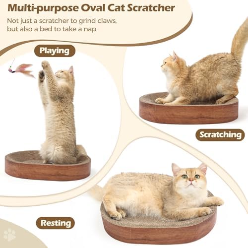 Close up view of the bark like texture and non toxic corn glue assembly of cat scratch pad