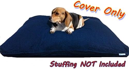 Dogbed4less washable denim pet bed cover reversible side view.