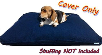 Dogbed4less washable denim pet bed cover reversible side view.