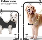 Pet grooming hammock and no-sit haunch restraints