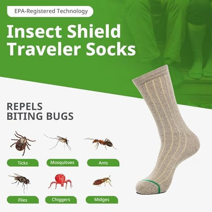 Insect Shield Traveler Socks worn by hiker in outdoor setting