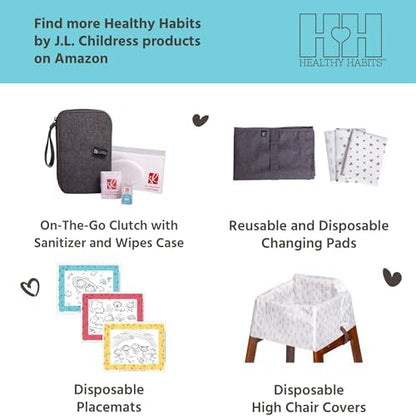 Side angle view of the universal fit J.L. Childress healthy habits cover on a large supermarket grocery cart