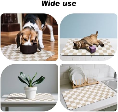 Coorug Checkered Dog Food Mat in pet feeding station setup