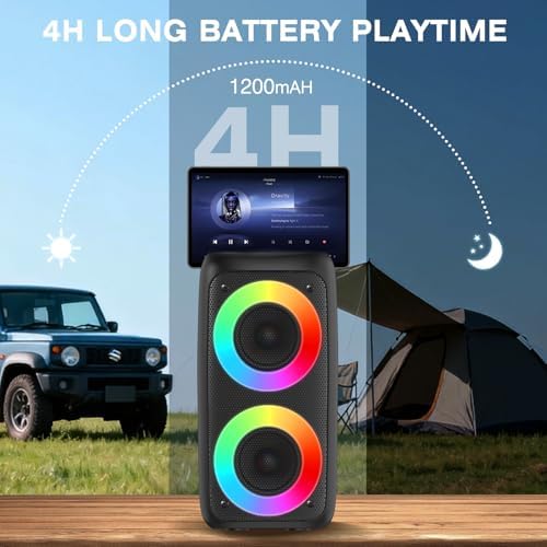 Xjahwr mini karaoke system with the included premium wired vocal microphone connected
