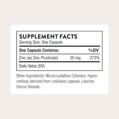 Thorne Zinc Picolinate highly absorbable mineral supplement packaging