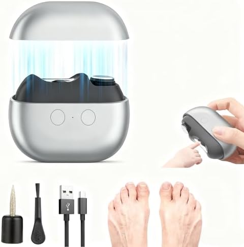 Side profile of Ggleerite electric nail trimmer showing LED light