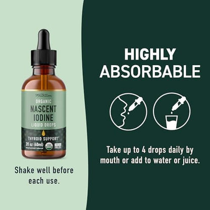 Organic nascent iodine drops supplement packaging and branding