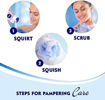 Back label of Nivea Waterlily shower gel with ingredients and usage instructions.