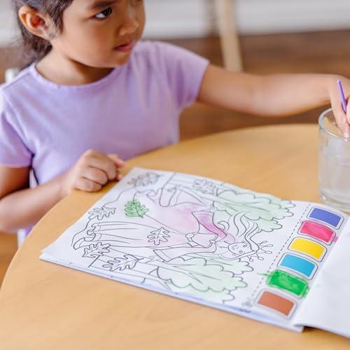 Back cover packaging of the non toxic kids painting book detailing skill development benefits
