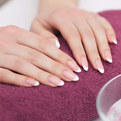 Before and after comparison using the Blulu nail whitening pencil for a natural look.
