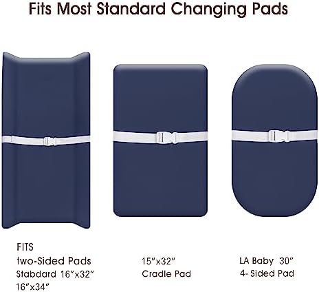 PHF two pack baby bedding sheets neatly folded showing the grey and blue colors.