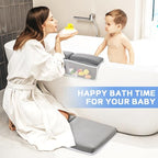 JOY ANAN bathtub kneeling pad set with four mesh toy organizer pockets filled with baby essentials