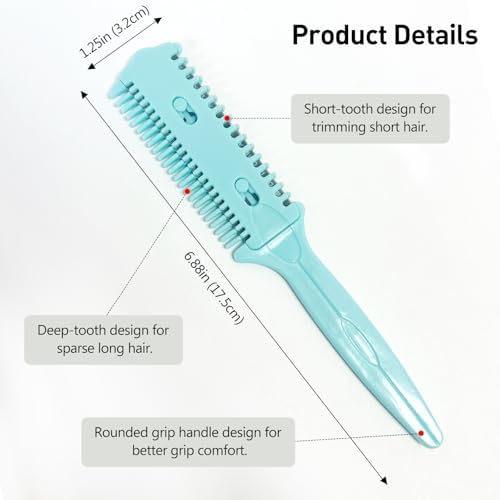 Dual sided hair styling razor scissors comb detailing wide and fine teeth.